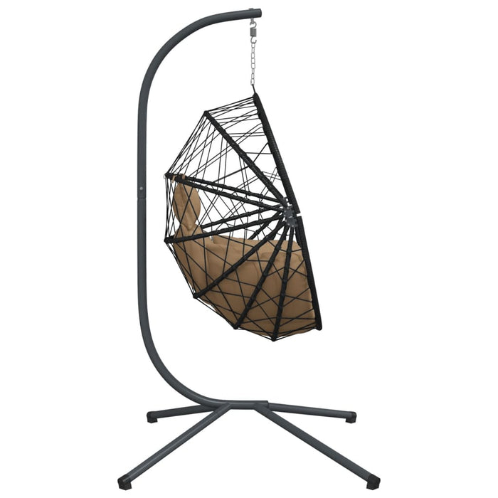 Luxe Hangstoel met Standaard – Rattan & Staal – Vrijstaande Loungestoel - Bivakshop