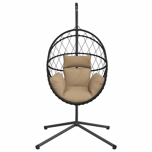 Luxe Hangstoel met Standaard – Rattan & Staal – Vrijstaande Loungestoel - Bivakshop