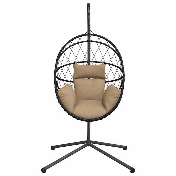 Luxe Hangstoel met Standaard – Rattan & Staal – Vrijstaande Loungestoel - Bivakshop