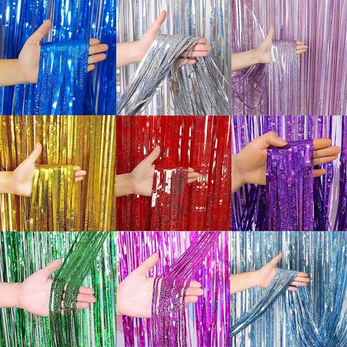 Luxe Laser Glitter Fringe Gordijn (1x2M) – Holografische Tinsel Achtergrond – Diverse Kleuren - Bivakshop