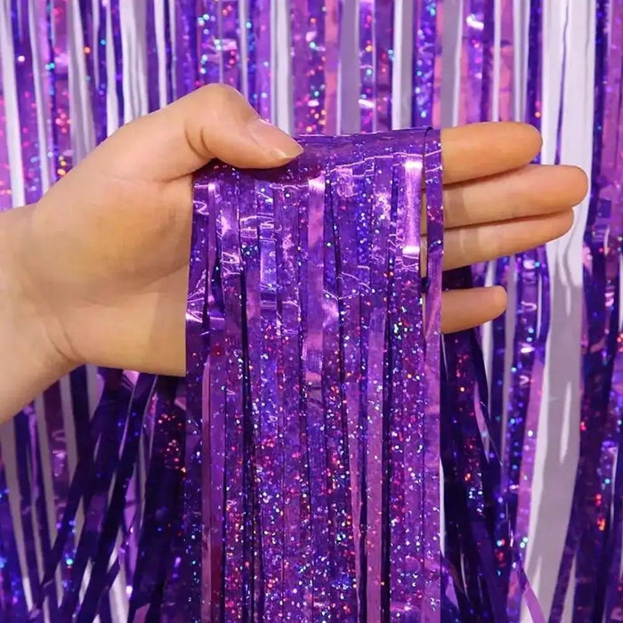 Luxe Laser Glitter Fringe Gordijn (1x2M) – Holografische Tinsel Achtergrond – Diverse Kleuren - Bivakshop