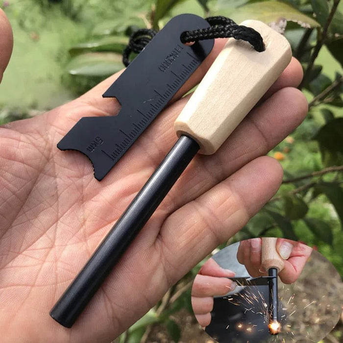 Magnesium Firestarter Stick – Met Houten Handvat & Flint Kit voor Survival - Bivakshop