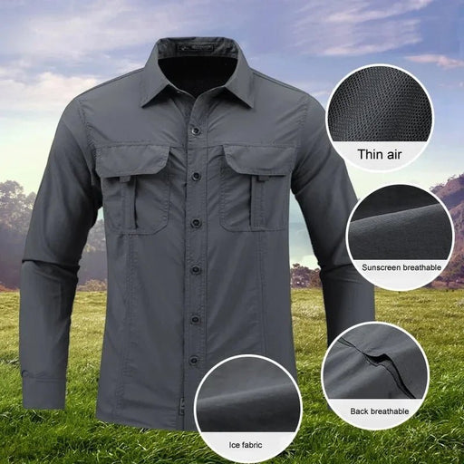 Men's Lightweight Quick - Drying Shirt Tactical Casual Military Long - Sleeved Cargo Shirt Breathable Sport Sunscreen Hiking Shirt - Bivakshop