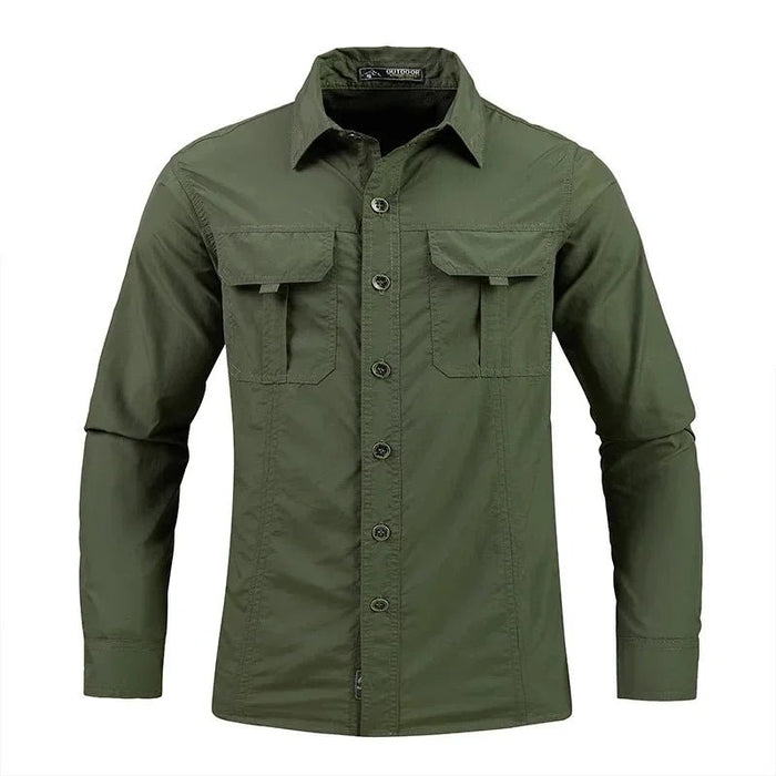 Men's Lightweight Quick - Drying Shirt Tactical Casual Military Long - Sleeved Cargo Shirt Breathable Sport Sunscreen Hiking Shirt - Bivakshop
