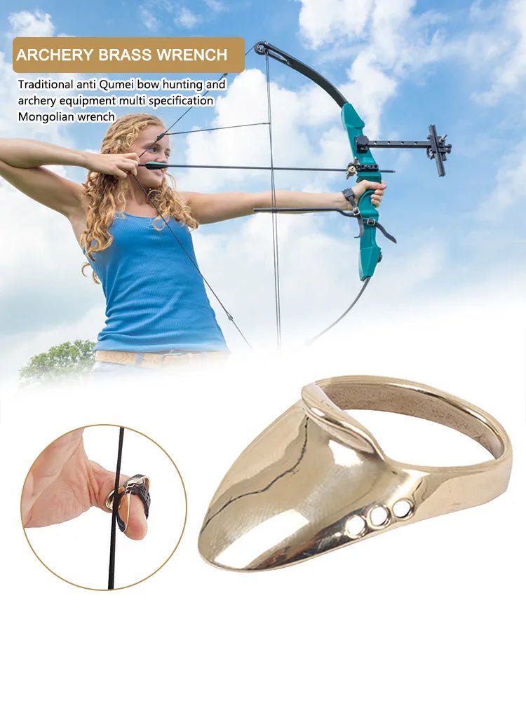 Messing archery duimbeschermer – Trekkervingerring voor boogschieten en jacht - Bivakshop