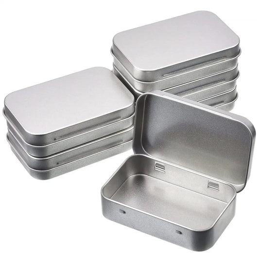 Metalen mini blikje - Rechthoekige opbergdoos met scharnierdeksel - Voor snoep, pillen, munten en kleine accessoires - Bivakshop