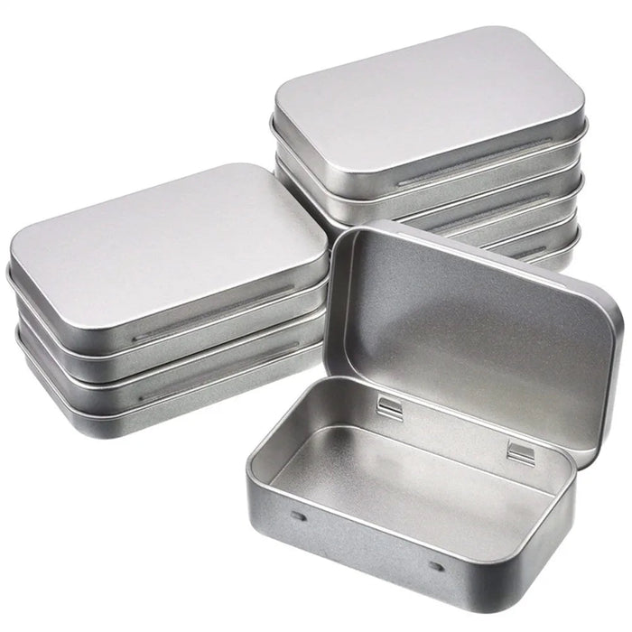 Metalen mini blikje - Rechthoekige opbergdoos met scharnierdeksel - Voor snoep, pillen, munten en kleine accessoires - Bivakshop