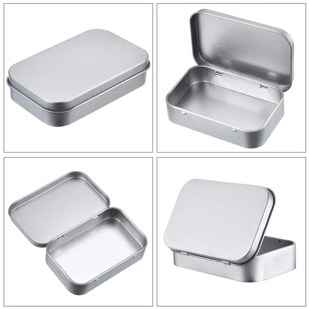 Metalen mini blikje - Rechthoekige opbergdoos met scharnierdeksel - Voor snoep, pillen, munten en kleine accessoires - Bivakshop