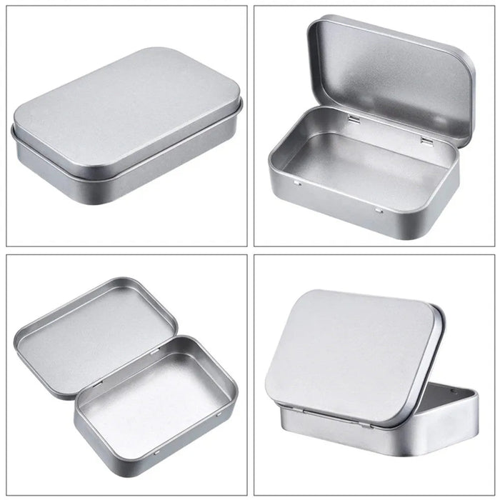 Metalen mini blikje - Rechthoekige opbergdoos met scharnierdeksel - Voor snoep, pillen, munten en kleine accessoires - Bivakshop