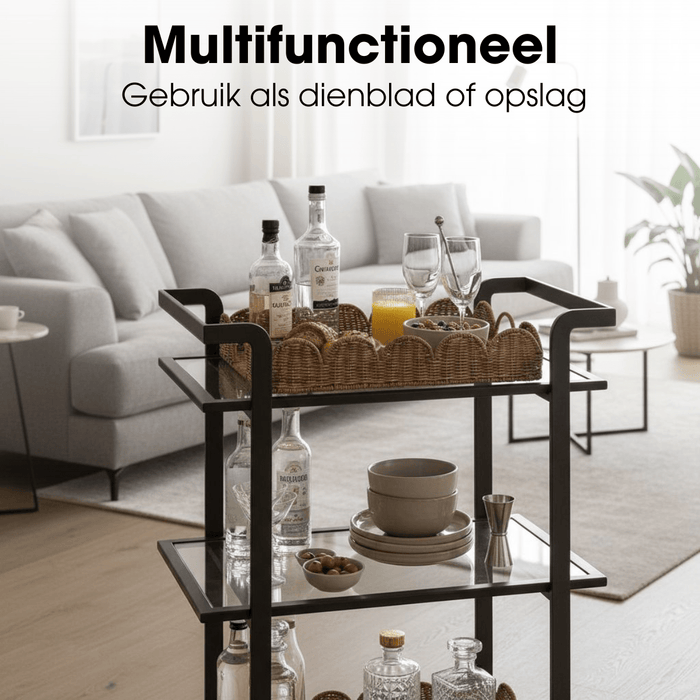 Mica Decorations - Eleta Dienbladenset – Rotan – 2 - delig – Naturel - Bivakshop