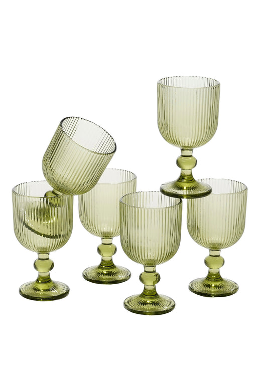 Mica Decorations - Merlot Wijnglas 250ml - Set van 6 - Lichtgroen - Bivakshop
