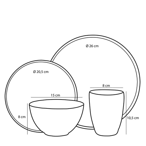 Mica Decorations - Tabo Serviesset 16 - delig - Grijs - Bivakshop