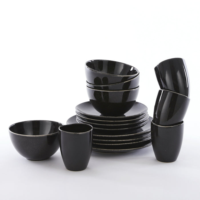 Mica Decorations - Tabo Serviesset 16 - delig - Zwart - Bivakshop