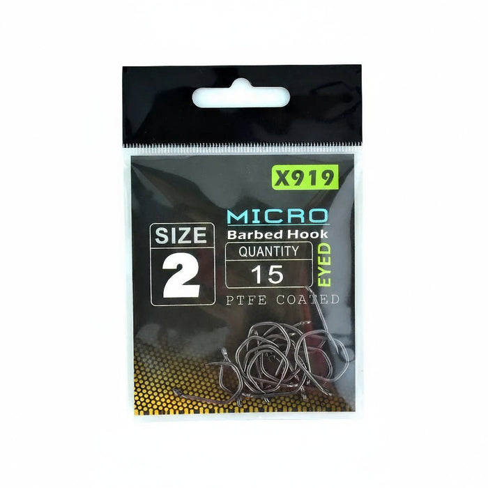 Micro Barb Eyed Hooks (15x) – PTFE High Carbon End Tackle - Bivakshop