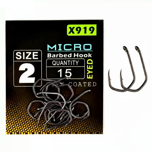 Micro Barb Eyed Hooks (15x) – PTFE High Carbon End Tackle - Bivakshop