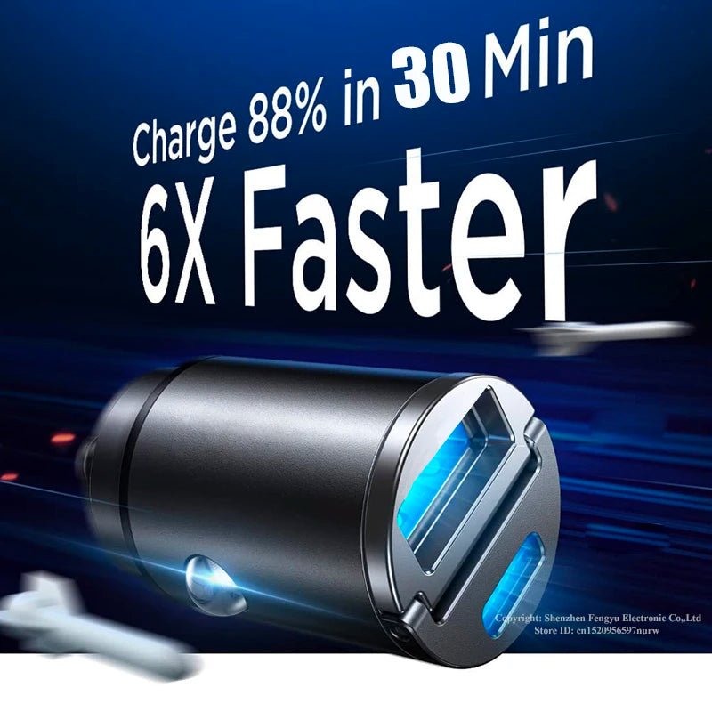 Mini usb c autolader socket adapter pd 130w - Snellader - Voor iphone samsung huawei - Bivakshop