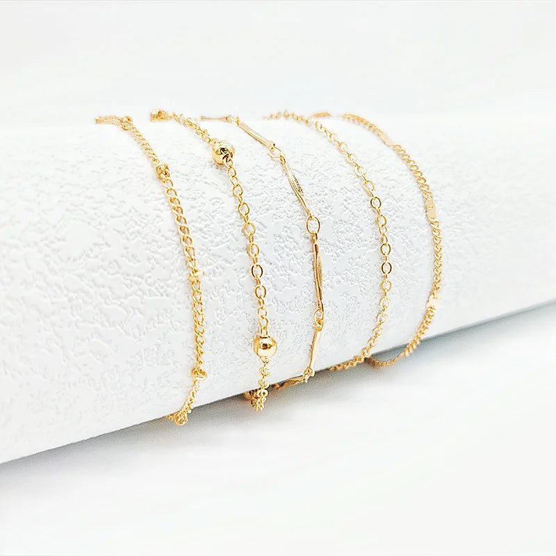 Minimalistische dunne ketting anklets - 5 stuks set - In goud en zilver - Bivakshop