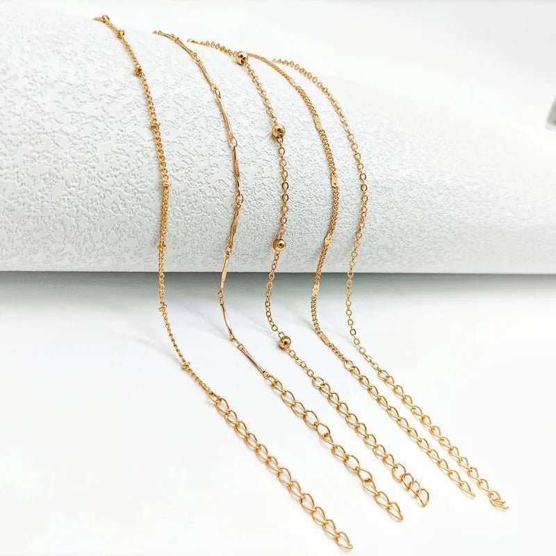 Minimalistische dunne ketting anklets - 5 stuks set - In goud en zilver - Bivakshop