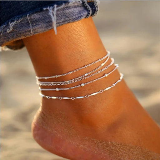 Minimalistische dunne ketting anklets - 5 stuks set - In goud en zilver - Bivakshop