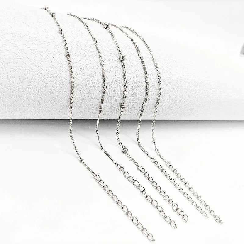 Minimalistische dunne ketting anklets - 5 stuks set - In goud en zilver - Bivakshop