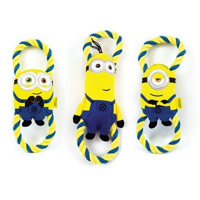 Minions - Pluche Hondenspeeltje met Flostouw - Bob / Stuart / Kevin - 28 cm - Bivakshop