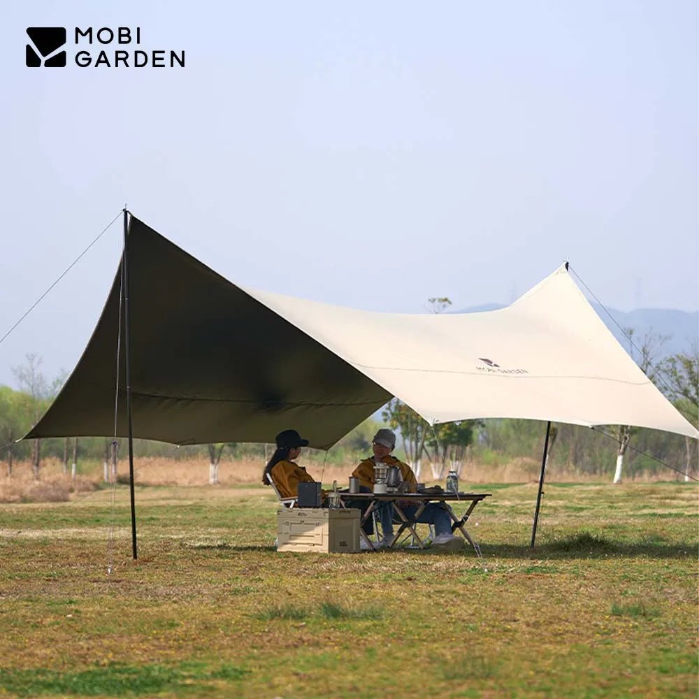 Mobi Garden camping tarp – Zwarte coating, waterdicht & zonwerend - Bivakshop