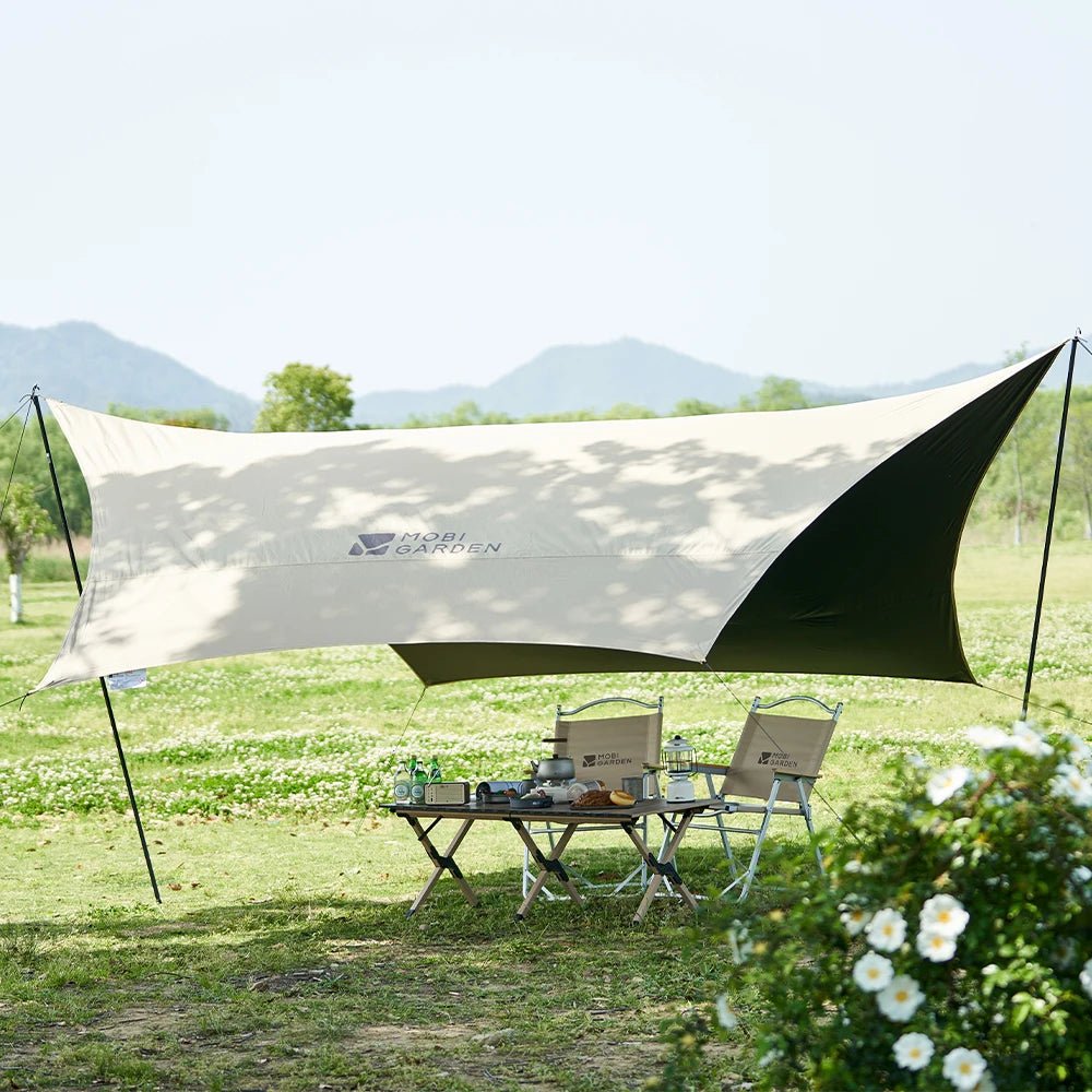 Mobi Garden camping tarp – Zwarte coating, waterdicht & zonwerend - Bivakshop