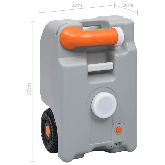Mobiele Watertank 25L – Grijs – Op Wielen - Bivakshop