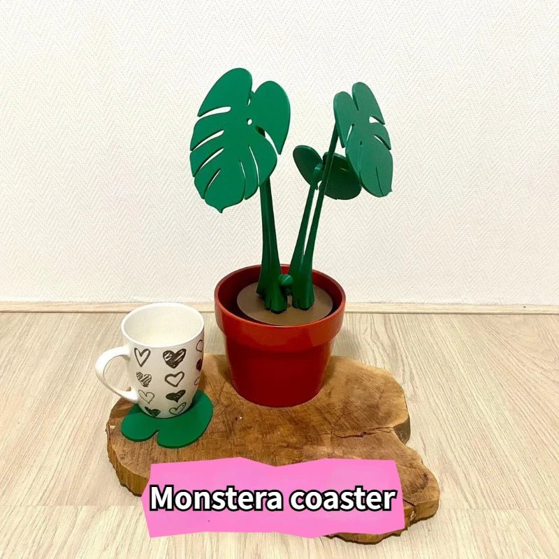 Monstera Onderzetter – 3D Geprint – Magnetisch – Groene Bladdecoratie – Indoor & Home Decor - Bivakshop