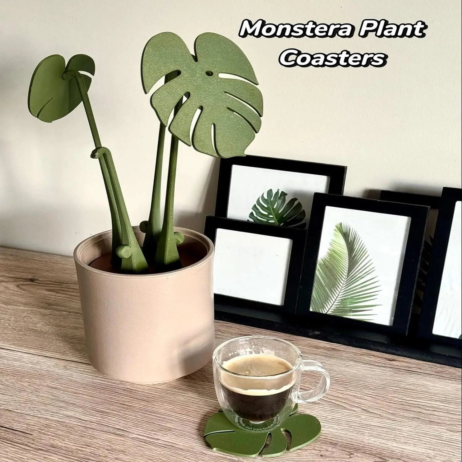 Monstera Onderzetter – 3D Geprint – Magnetisch – Groene Bladdecoratie – Indoor & Home Decor - Bivakshop