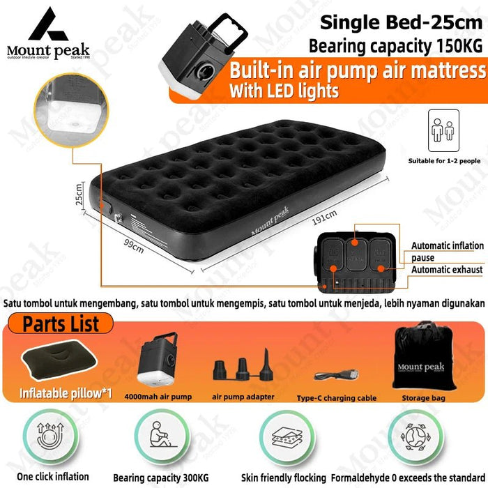 Mountpeak automatische luchtmatras - Comfortabel voor 2 - 3 personen - Bivakshop
