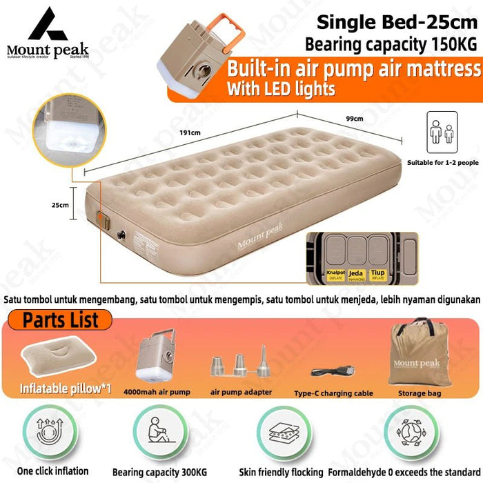 Mountpeak automatische luchtmatras - Comfortabel voor 2 - 3 personen - Bivakshop
