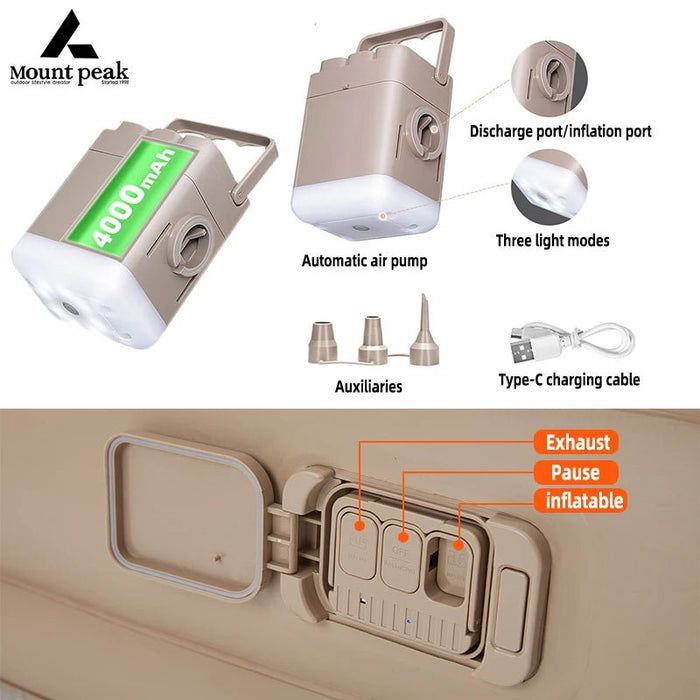 Mountpeak automatische luchtmatras - Comfortabel voor 2 - 3 personen - Bivakshop