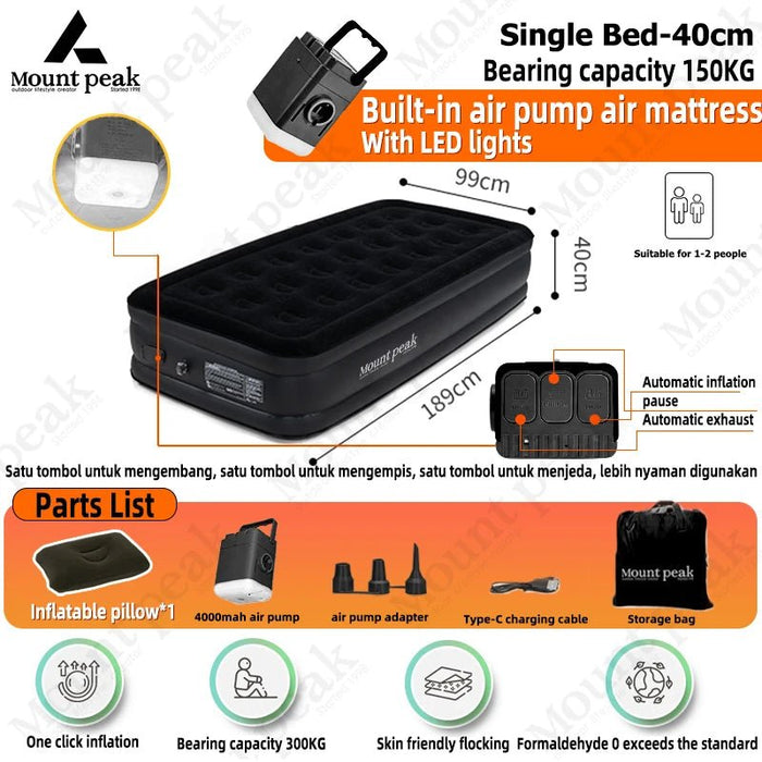 Mountpeak automatische luchtmatras - Comfortabel voor 2 - 3 personen - Bivakshop