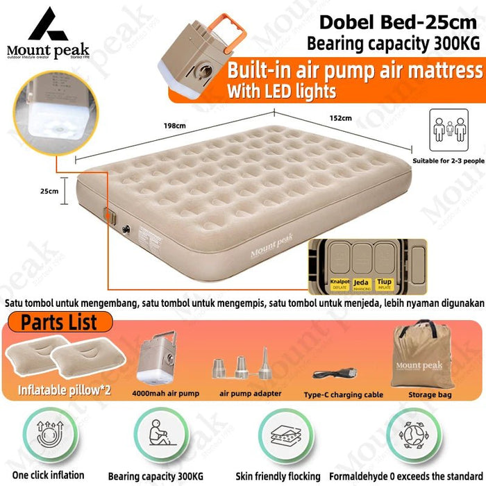 Mountpeak automatische luchtmatras - Comfortabel voor 2 - 3 personen - Bivakshop