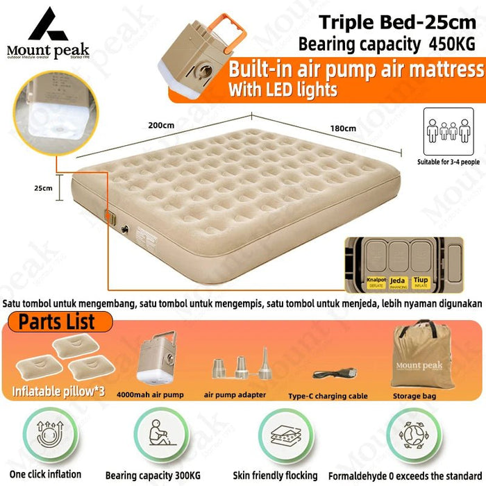 Mountpeak automatische luchtmatras - Comfortabel voor 2 - 3 personen - Bivakshop