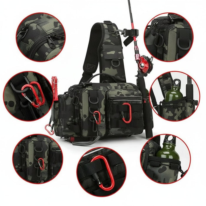 Multi - Functionele Vissers Sling Bag – Met Rod Holder & Tackle Storage - Bivakshop