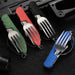 Multifunctioneel outdoor bestekset - Roestvrijstalen mes, vork, lepel & flesopener voor kamperen en reizen - Bivakshop