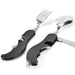 Multifunctioneel outdoor bestekset - Roestvrijstalen mes, vork, lepel & flesopener voor kamperen en reizen - Bivakshop