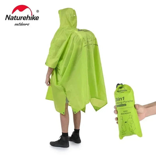 Naturehike 3 - in - 1 multifunctionele poncho – Waterdichte regenjas, zonnescherm & campingmat - Bivakshop