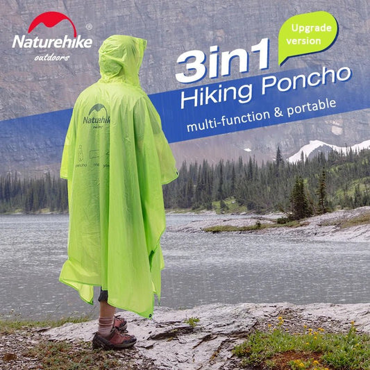 Naturehike 3 - in - 1 multifunctionele poncho – Waterdichte regenjas, zonnescherm & campingmat - Bivakshop