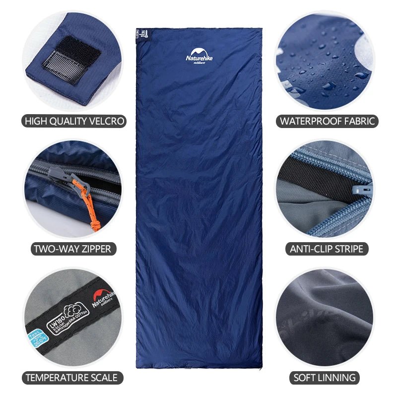 Naturehike lw180 ultralichte katoenen slaapzak - Lente, zomer, herfst - Compact en comfortabel - Bivakshop