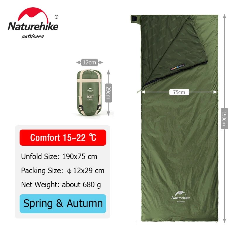 Naturehike lw180 ultralichte katoenen slaapzak - Lente, zomer, herfst - Compact en comfortabel - Bivakshop