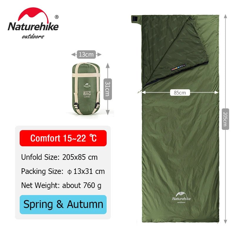 Naturehike lw180 ultralichte katoenen slaapzak - Lente, zomer, herfst - Compact en comfortabel - Bivakshop