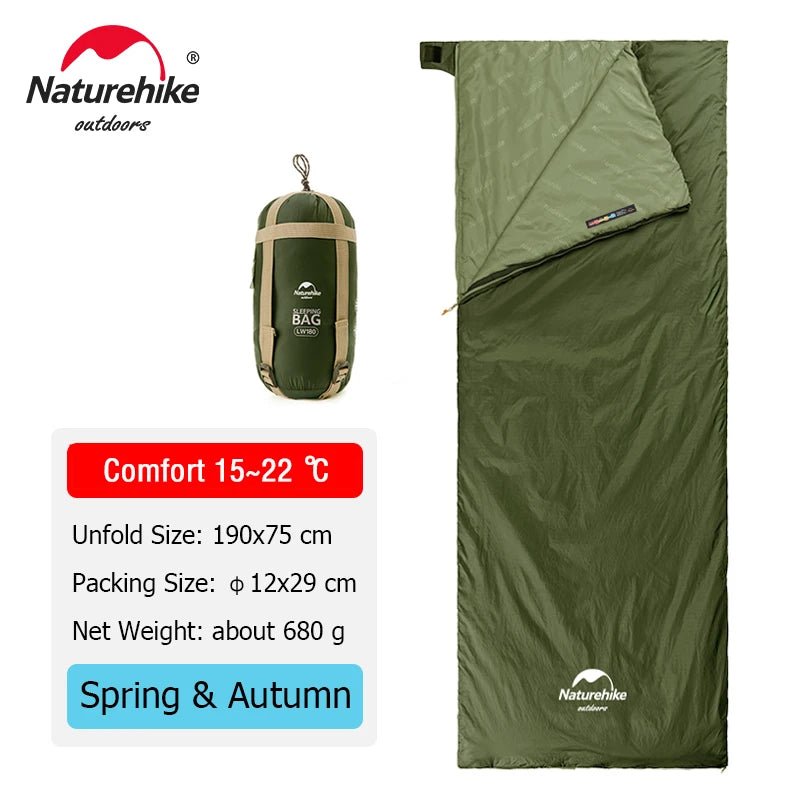 Naturehike lw180 ultralichte katoenen slaapzak - Lente, zomer, herfst - Compact en comfortabel - Bivakshop