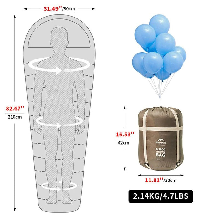 Naturehike slaapzak MJ300 -1℃ lichtgewicht MJ600 -12℃ mummie slaapzak - Bivakshop