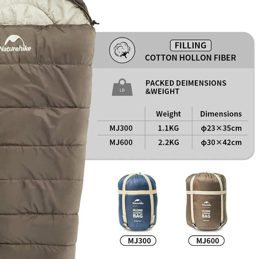 Naturehike slaapzak MJ300 - Mummie slaapzak - Outdoor kamperen katoenen winter slaapzak - Bivakshop