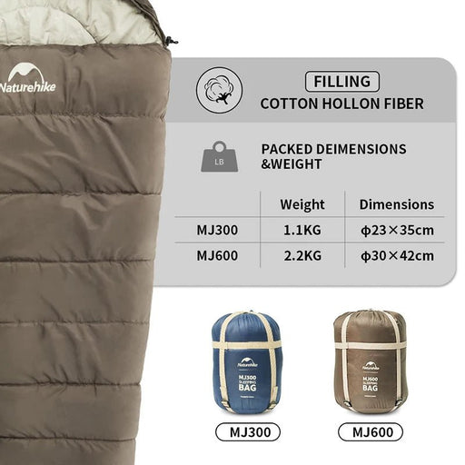 Naturehike slaapzak MJ300 - Mummie slaapzak - Outdoor kamperen katoenen winter slaapzak - Bivakshop