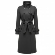 Nieuwe dames lange wollen jas - Warme herfstjas met hoge kraag - Casual trenchcoat met zakken en riem - Bivakshop