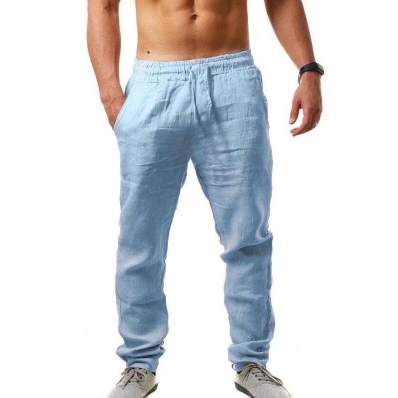 Nieuwe zomer heren linnen broek - Ademend casual en effen kleur - Elastische tailleband - Bivakshop